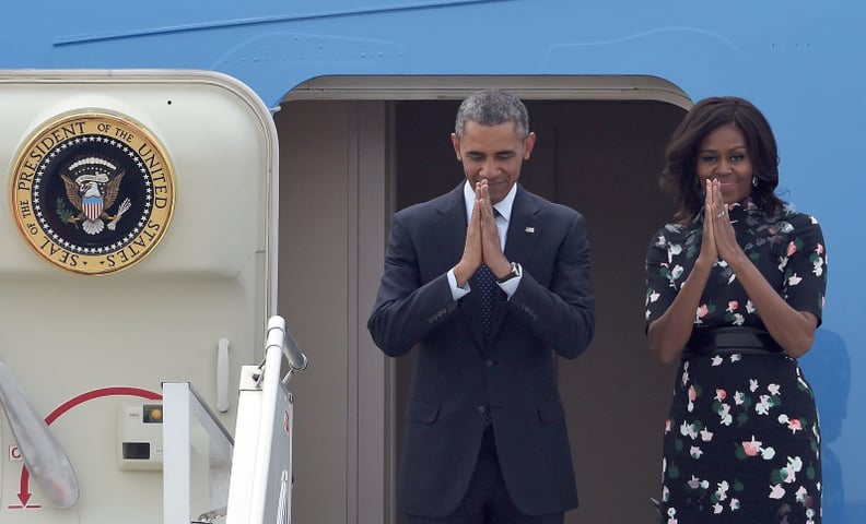 Michelle and Barack Greeted Patrons as They Disembarked From Air Force One