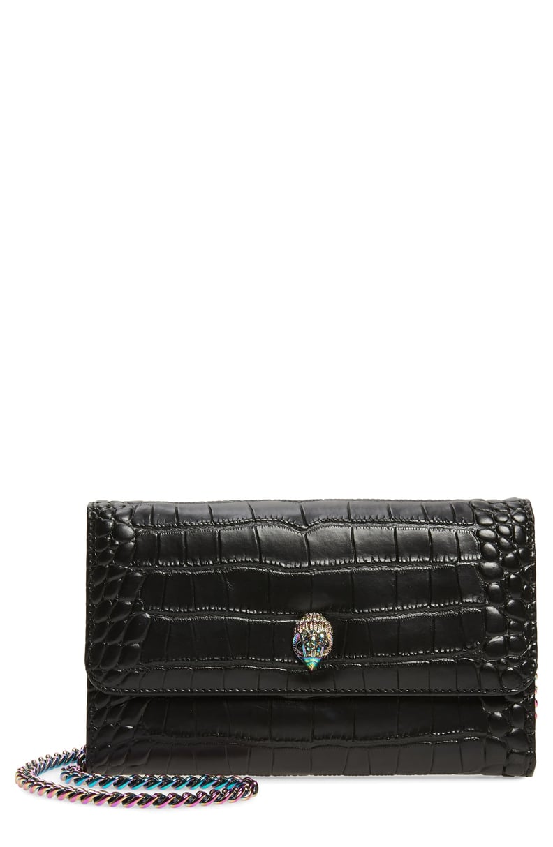 Kurt Geiger London Kensington Croc Embossed Leather Wallet on a Chain