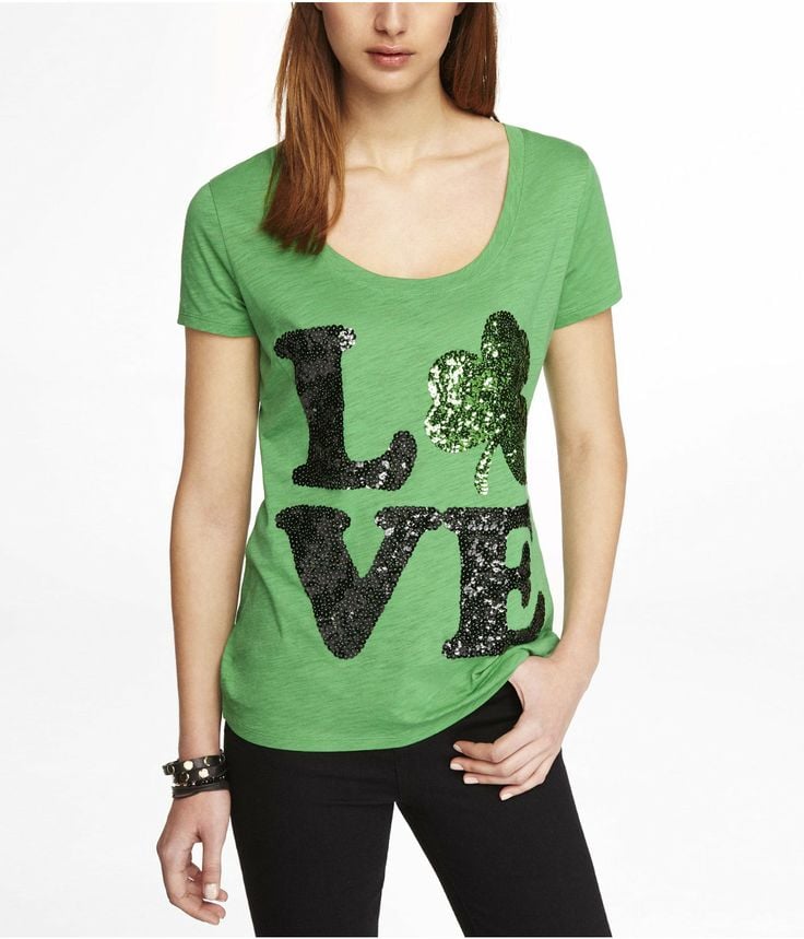 Express sequin shamrock love tee ($40)