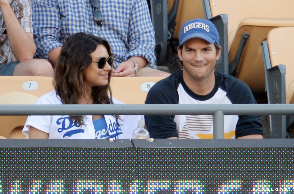Mila Kunis and Ashton Kutcher LA Dodgers Game PDA Pictures