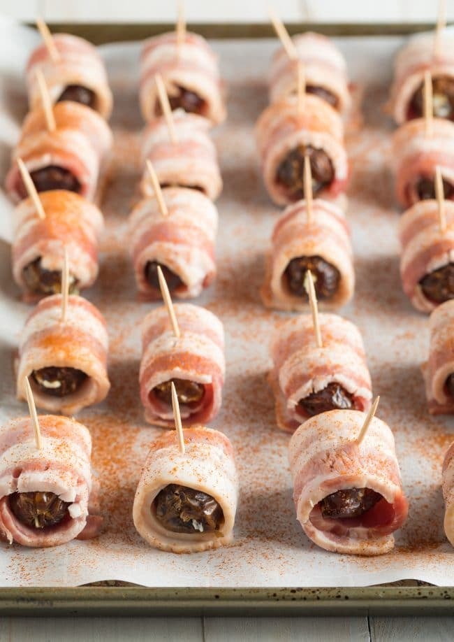 Spicy Bacon-Wrapped Dates With Goat Cheese