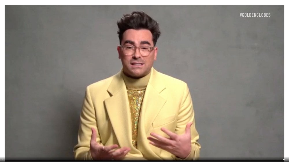 78th ANNUAL GOLDEN GLOBE AWARDS -- Pictured in this screen grab: Dan Levy at the 78th Annual Golden Globe Awards on February 28, 2021. -- (Photo by: NBC)