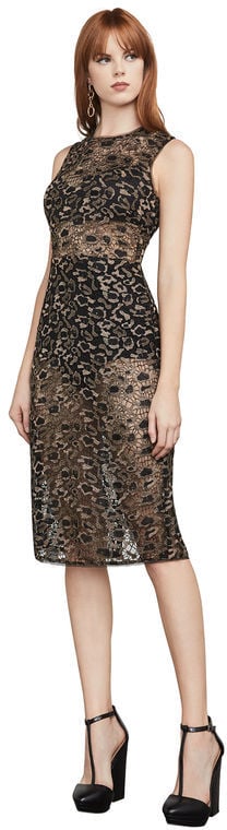 BCBGMAXAZRIA Riley Metallic Leopard Lace Dress