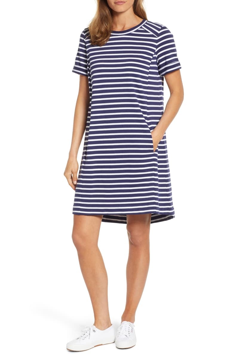 Caslon Short-Sleeve Cotton Blend Dress