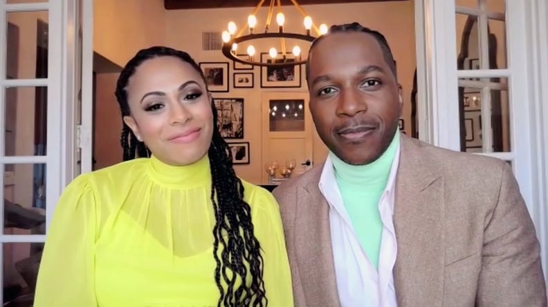 Nicolette Robinson and Leslie Odom, Jr. at the 2021 Golden Globes