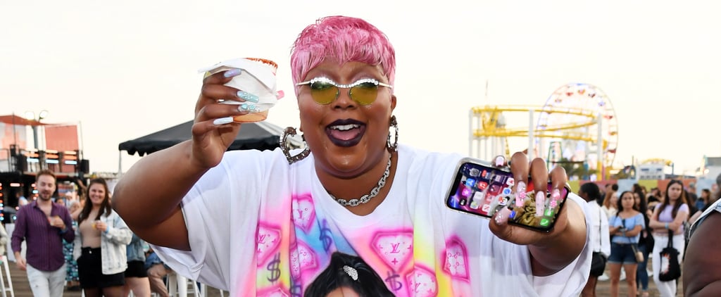 Lizzo Wearing a T-Shirt Dress With Her Face on It