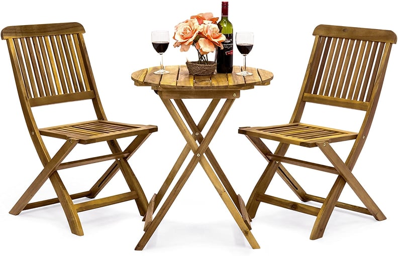 Best Choice Products 3-Piece Folding Acacia Wood Patio Bistro Set