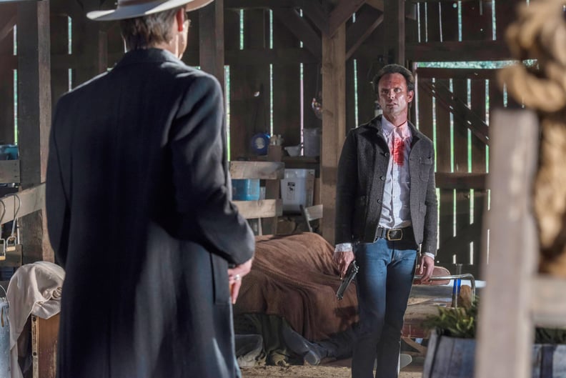 JUSTIFIED, (from left): Timothy Olyphant (back to camera), Walton Goggins, 'The Promise', (Season 6, ep. 613, aired April 14, 2015). photo: Prashant Gupta / FX / courtesy Everett Collection
