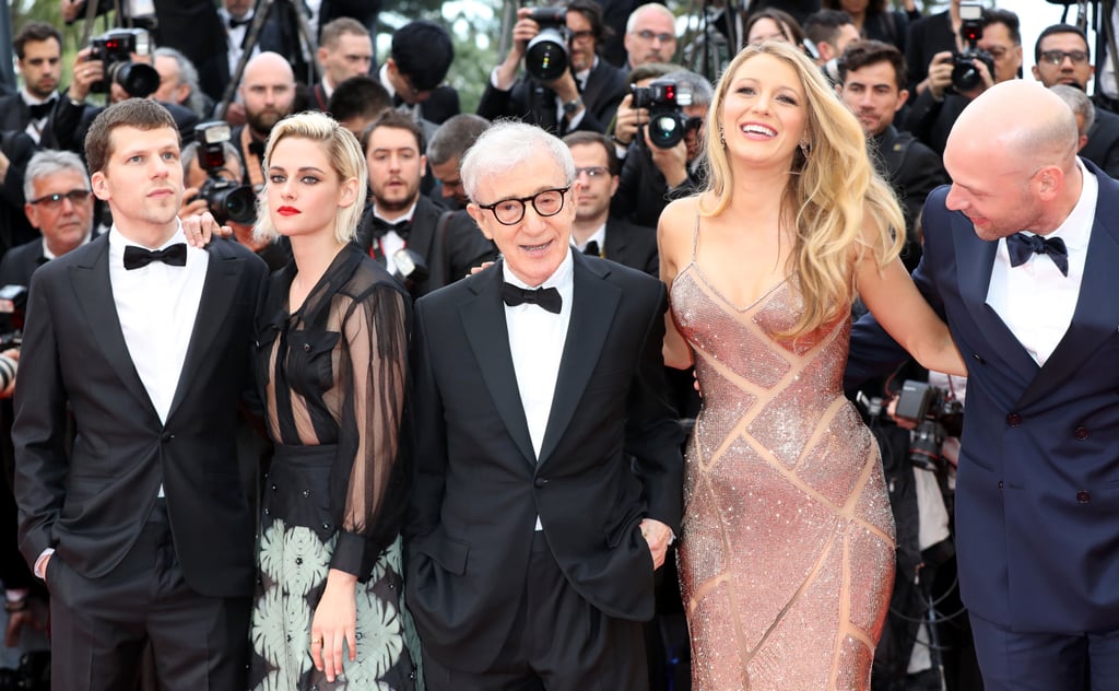 Blake Lively landed in the South of France for the Cannes Film Festival in 2016, and the actress already blew us away with her stunning red carpet looks and cute glimpses of her growing baby bump. Blake, who was pregnant with her second child with husband Ryan Reynolds, kicked things off at a photocall for her new film, Woody Allen's Café Society, on Wednesday; she was all smiles in a red jumpsuit and shared sweet interactions with her costars, Kristen Stewart, Jesse Eisenberg, and Corey Stoll. Later that evening, Blake was back on the carpet in a gold sequined gown for the movie's premiere, which also coincided with the festival's star-studded opening ceremony. 
Keep reading to see all of Blake's flawless moments from the Cannes Film Festival so far, and be sure to keep up with all the glamorous arrivals.