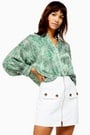 Topshop Green Zebra Print Shirt