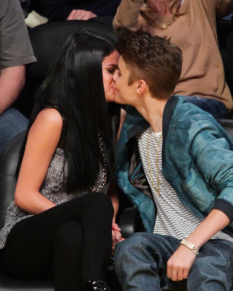 Selena Gomez and Justin Bieber Kiss at His Hockey Game - Selena