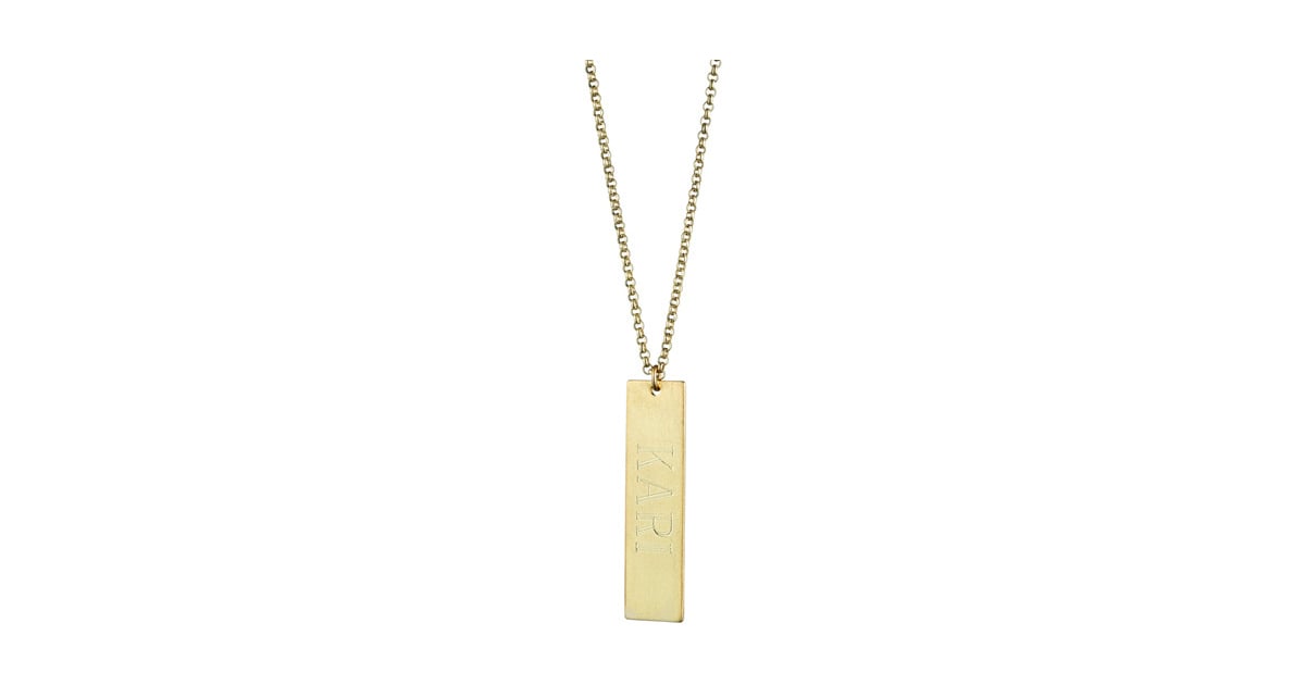 Danielle Stevens Gold Vertical Rectangle Nameplate Necklace ($95 ...