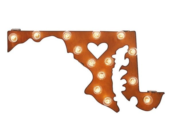 Your favorite state will shine bright when lit up as a marquee light sign ($118).