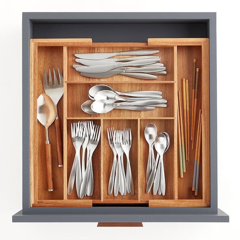 Expandable Acacia Silverware Tray