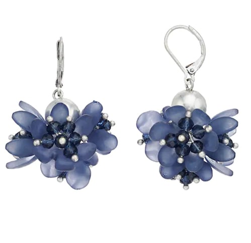Blue Flower Drop Earrings