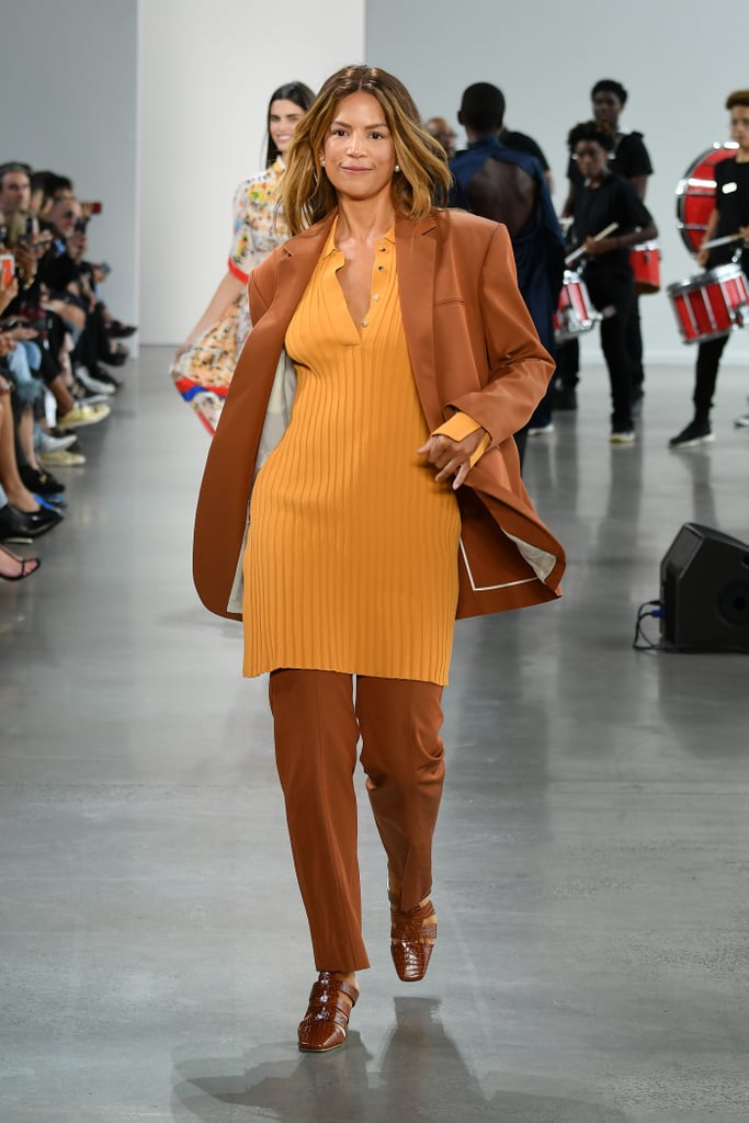 A Knit Dress Over Pants on the Deveaux Runway during New York Fashion Week