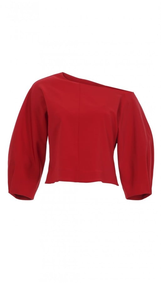 Tibi Stretch Faille Sculpted One-Shoulder Top