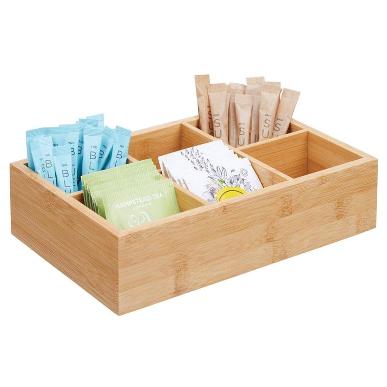 mDesign Bamboo Wood Compact Tea & Food Storage Organizer Bin