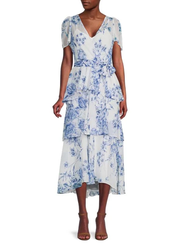 Calvin klein floral wrap dress hot sale
