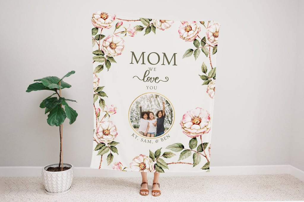 Personalized Floral Photo Blanket