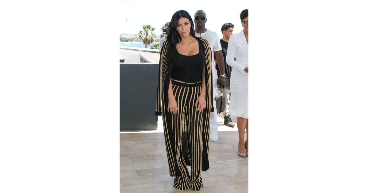 It Was A Striped Balmain Set For Kim At The Cannes Lions Festival ...