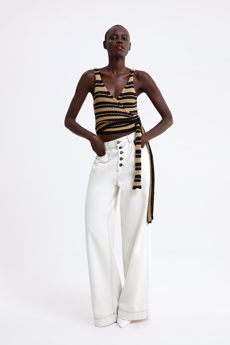 Zara Pants With Contrasting Piping