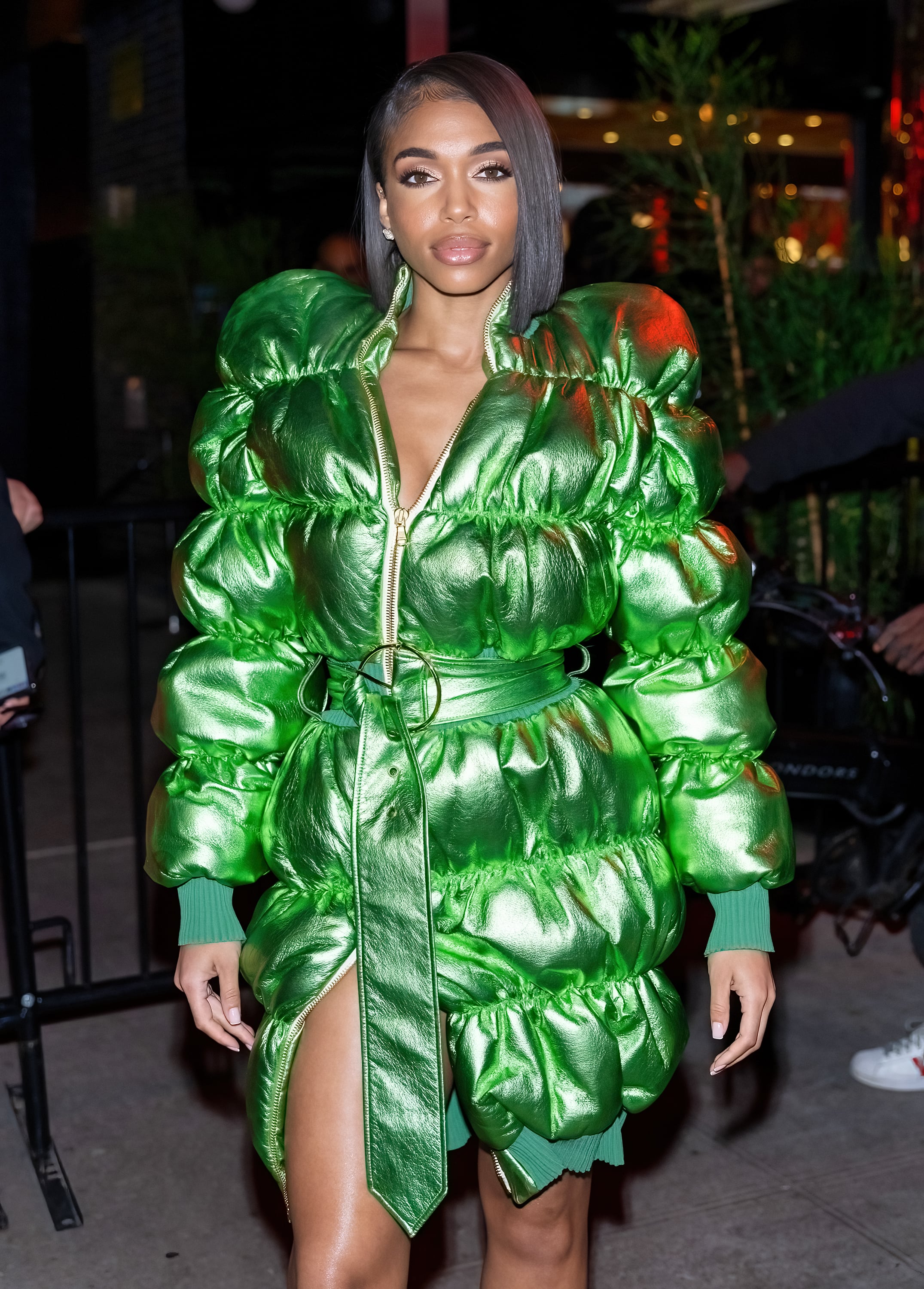 Lori Harvey Goes Sporty-Chic In Bra Top, Yankees Jacket & Sharp Pumps –  Footwear News