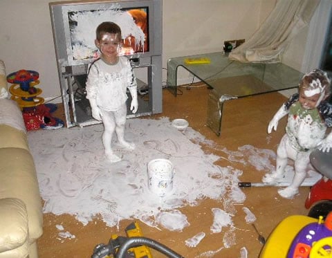 The time you forgot to put the bucket of paint away