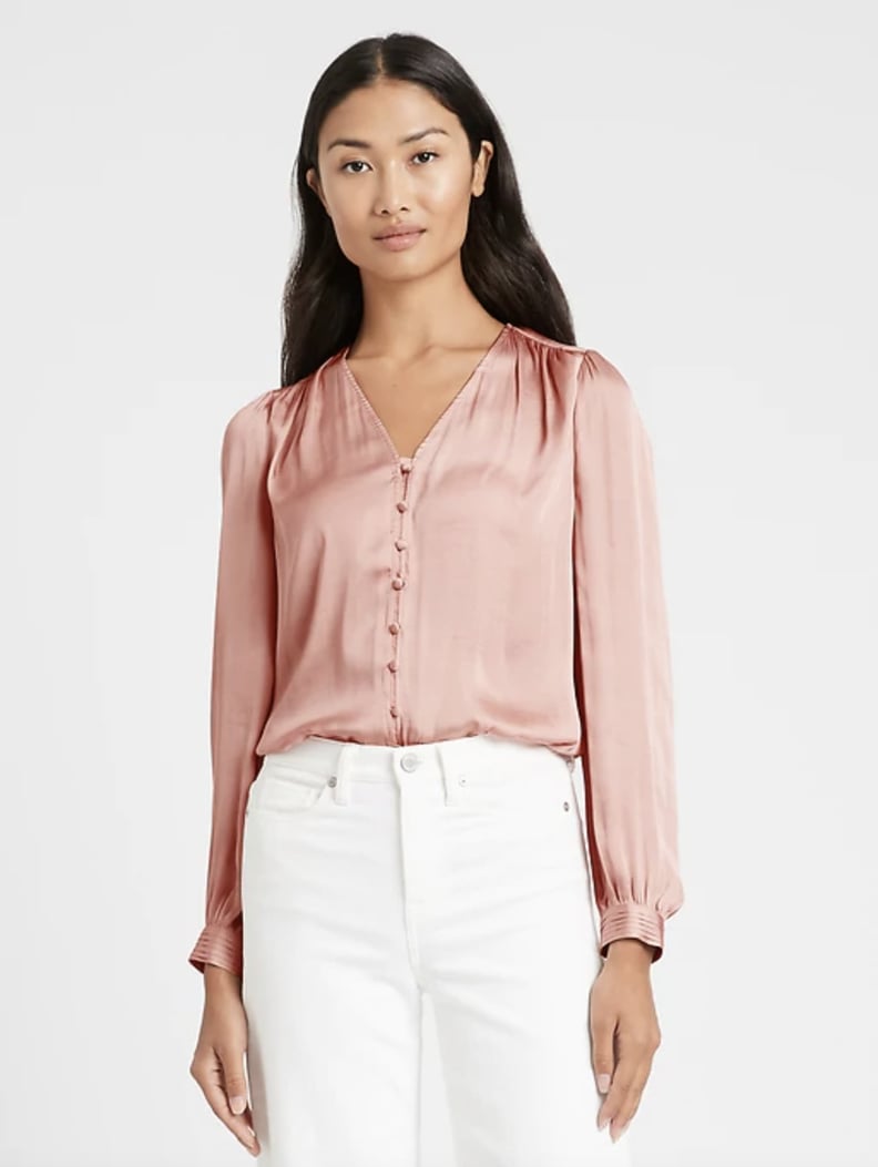 Soft Satin V-Neck Blouse