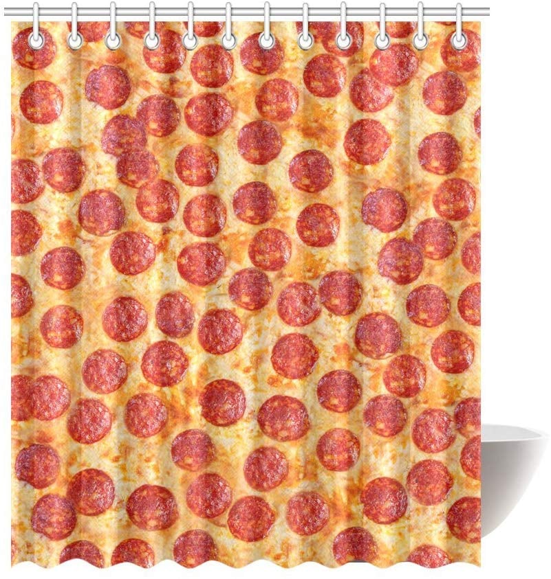 Pepperoni Pizza Waterproof Polyester Bathroom Shower Curtain