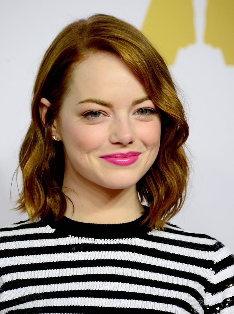 Emma Stone was fresh faced at Monday's Academy Awards Nominees Luncheon in LA.