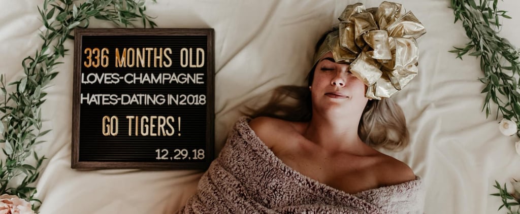 Woman's Funny 336 Month Birthday Swaddle Photo Shoot