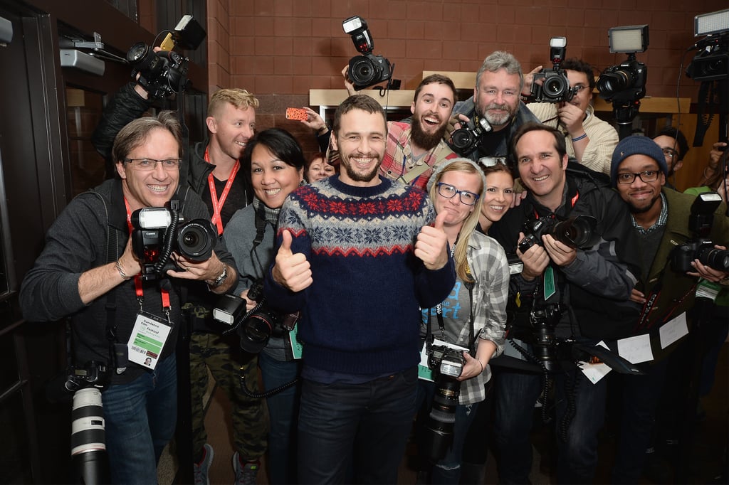 James Franco had fun with photographers.