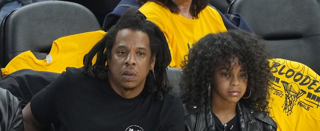 Blue Ivy Carter Nails Courtside Style in a Leather Jacket and "Brown Skin Girl" T-Shirt