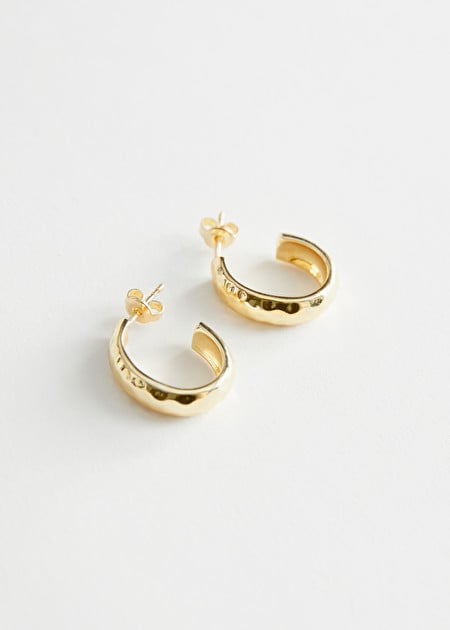 & Other Stories Hammered Open Hoop Earrings