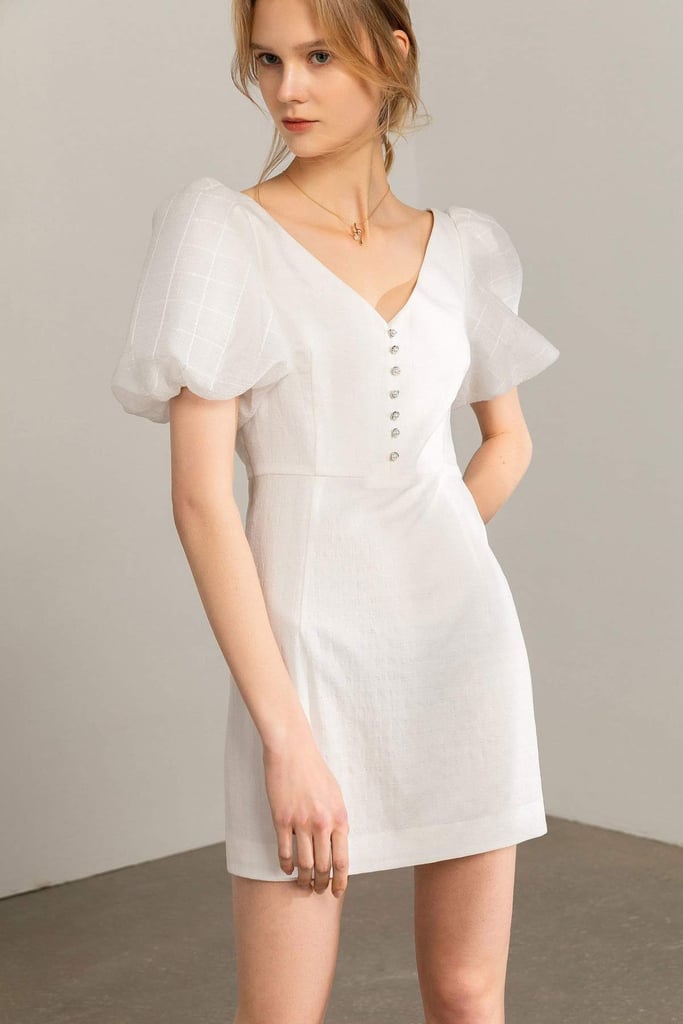 Jing Mona White Puff Sleeve Dress