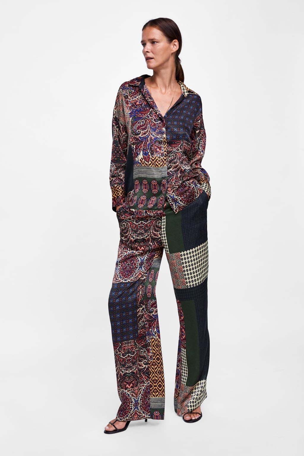 Zara Patchwork Printed Pants, Gigi and Anwar Hadid Own Matching Fashion  Week Pants, and They're Kinda Cray-Cray