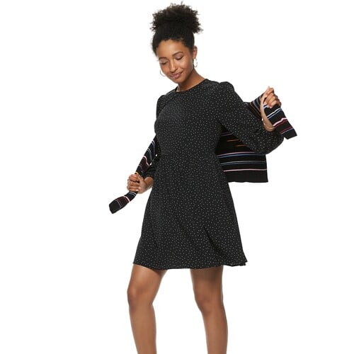 POPSUGAR Long Sleeve Mini Dress in Black