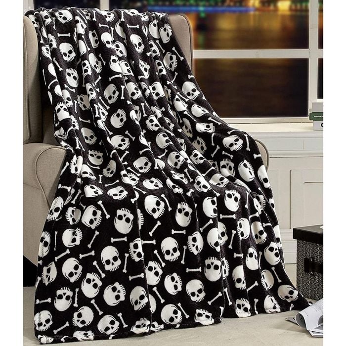 Ultra Soft and Cozy Halloween Skulls and Webs Ultra Plush Throw Blanket