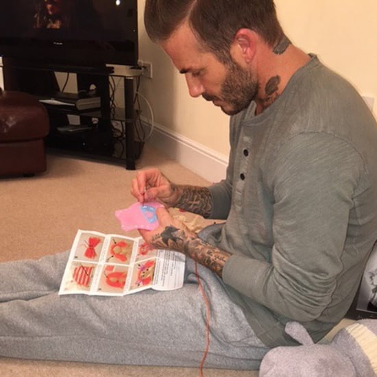 David Beckham Sewing Dresses Instagram Photo 2016