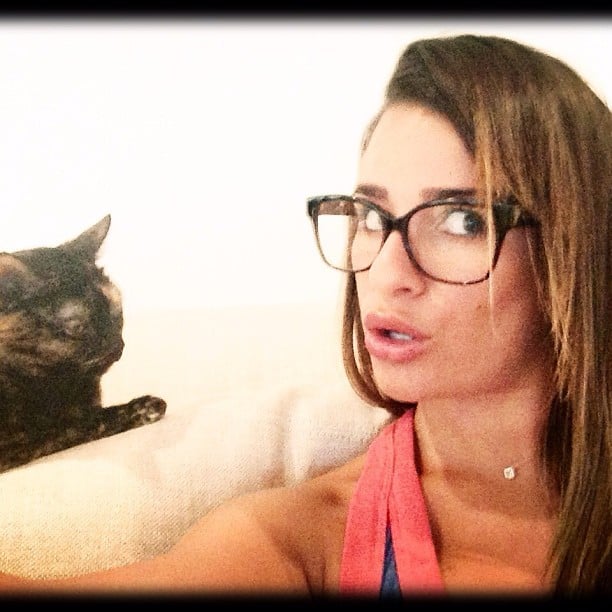 Lea showed off her silly side in this candid snap with her cat in June 2013.
Source: Instagram user msleamichele