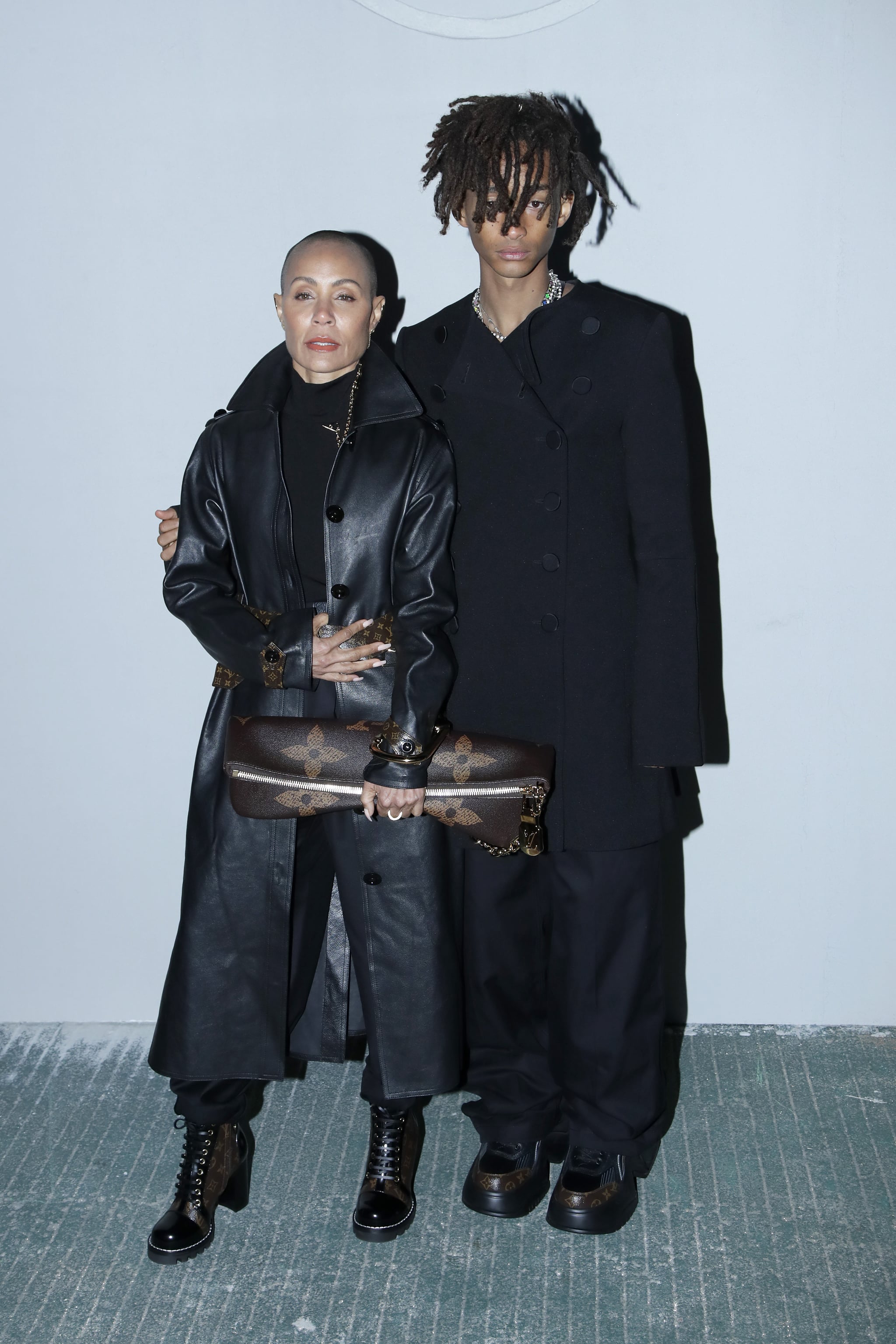 SEOUL, SOUTH KOREA - APRIL 29: (L-R) Jada Pinkett Smith and Jaden Smith attend the Louis Vuitton Pre-Fall 2023 Show on the Jamsugyo Bridge at the Hangang River on April 29, 2023 in Seoul, South Korea. (Photo by Han Myung-Gu/Getty Images)