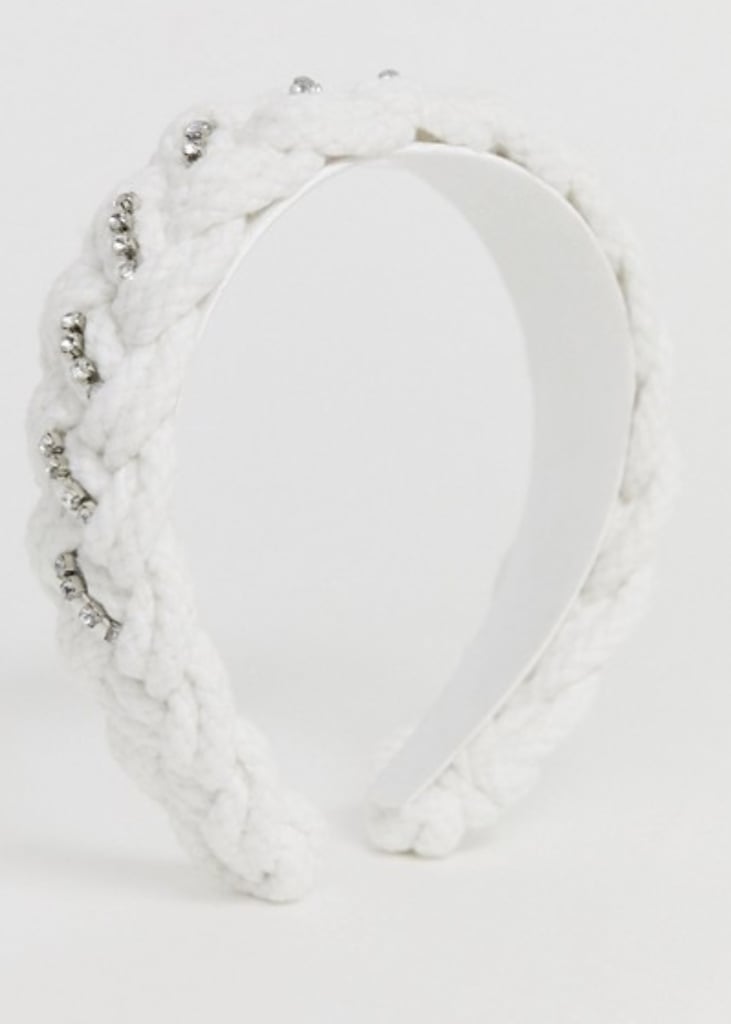 Asos Headband in Woven Plait Design With Crystal Embellishment