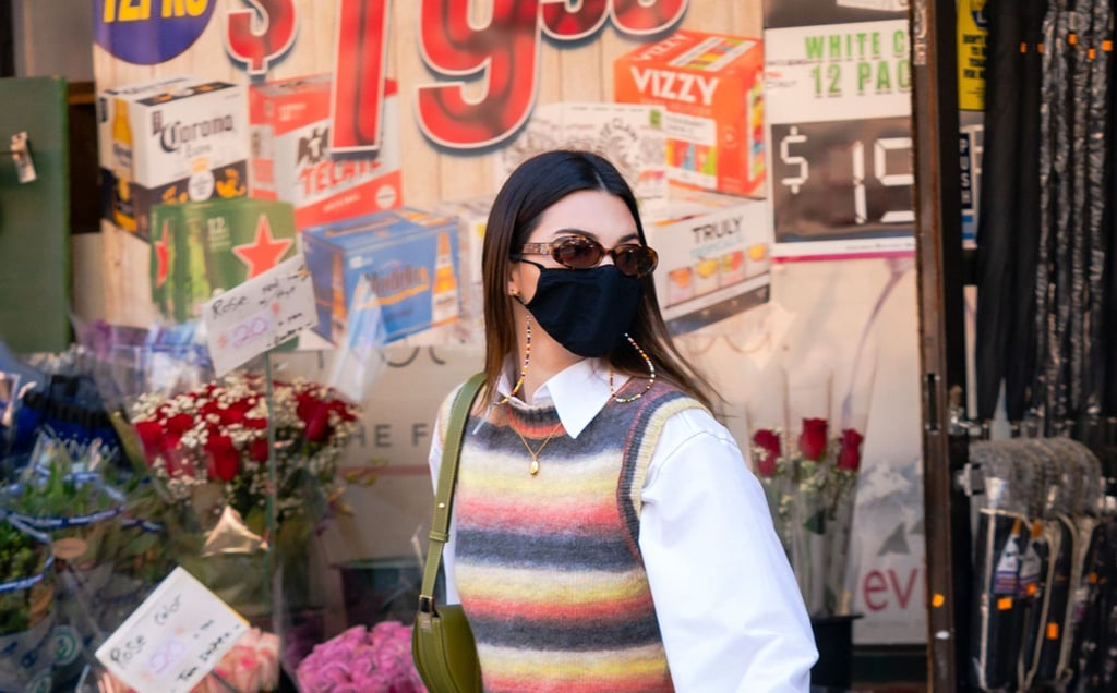 Kendall Jenner Wearing Multicolor Mango Sweater Vest