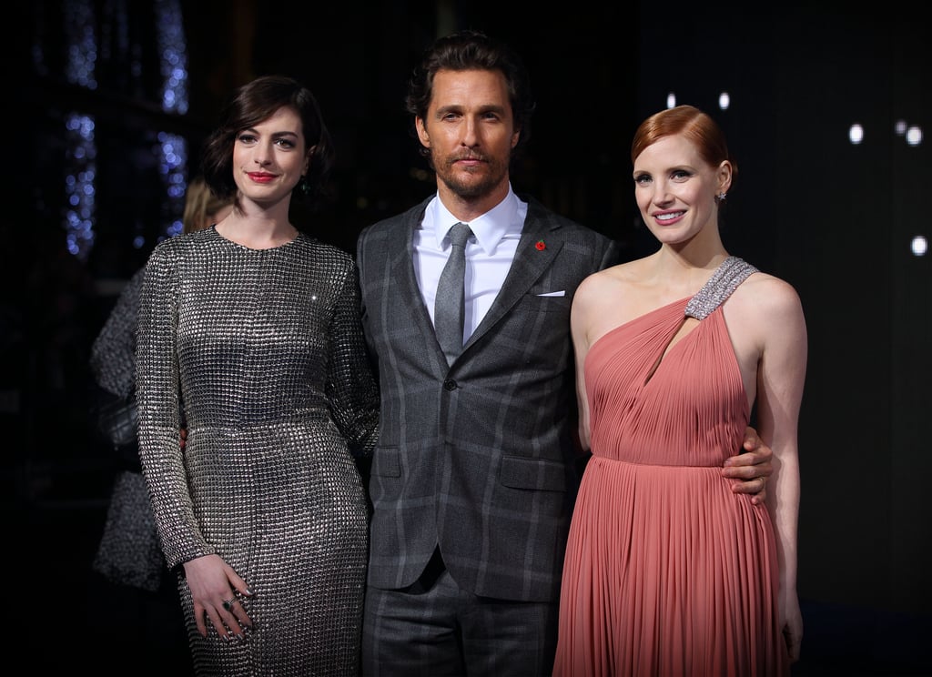 Matthew McConaughey, Jessica Chastain, and Anne Hathaway made for a gorgeous trio at London's Wednesday night Interstellar premiere.