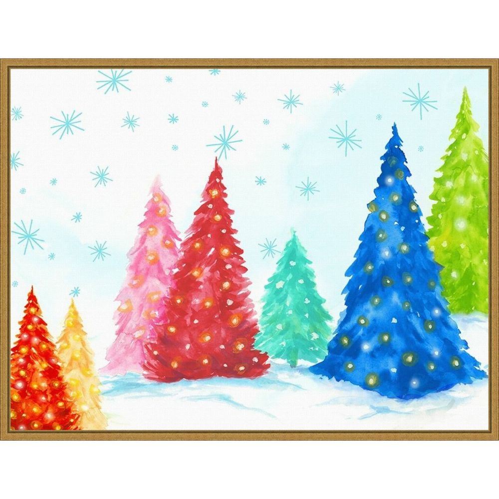 24"x18" Magic Christmas Trees I by PI Studio Framed Canvas Wall Art