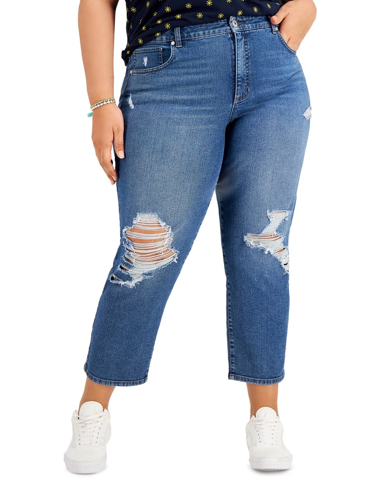 Style & Co Plus Size Distressed Mom Jeans