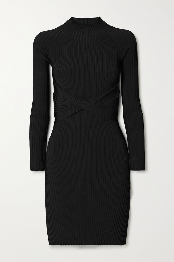 Dion Lee Black Cutout Twist-Front Ribbed-Knit Mini Dress