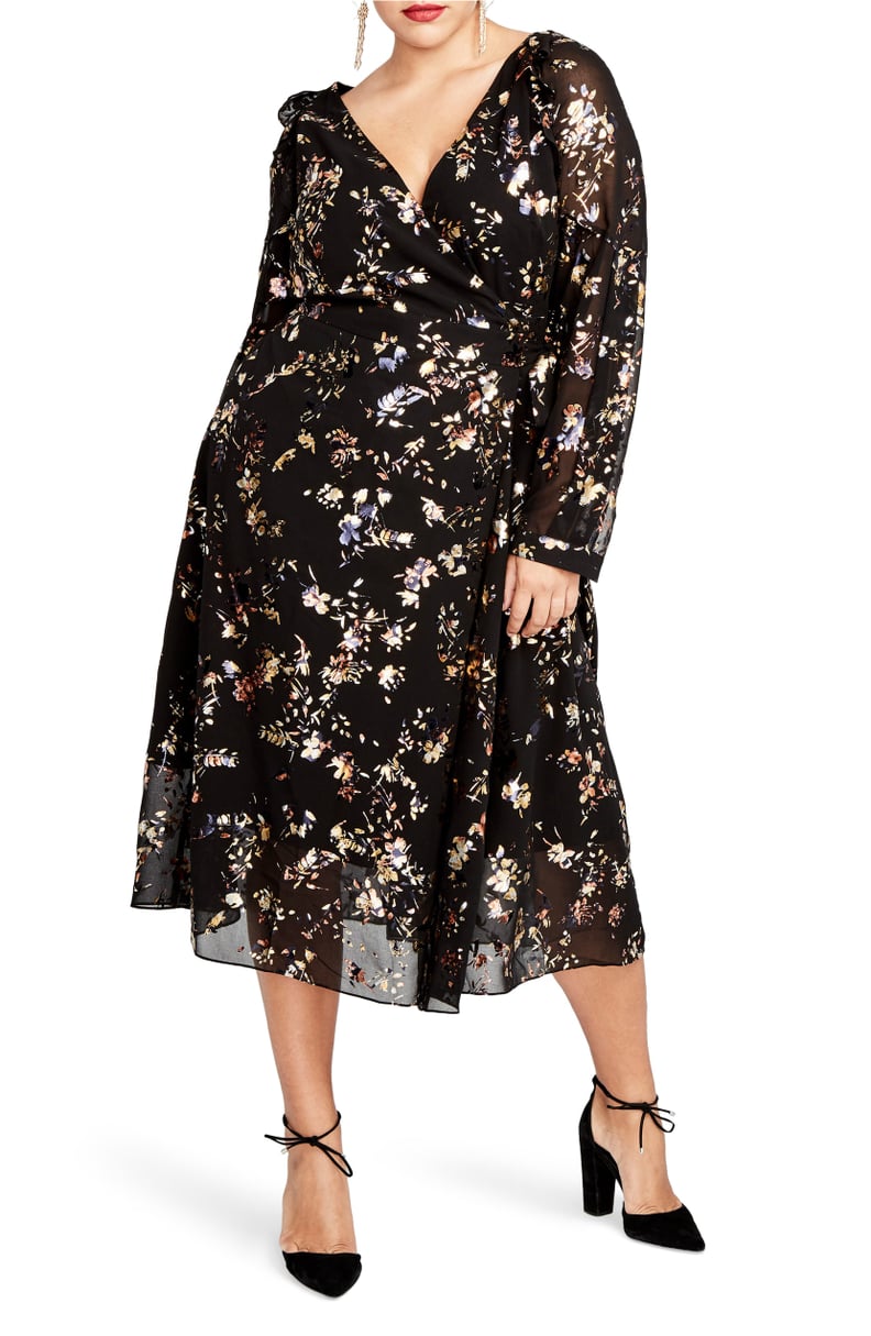 Rachel Rachel Roy Foiled Floral Faux Wrap Dress