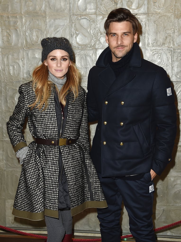 Olivia and her husband, Johannes, showed off their chic outerwear at the Moncler presentation.